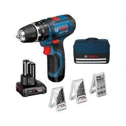 Perceuse Visseuse Percu Sans Fil BOSCH Perc. Viss Percu 12V 2+4Ah - GSB12V-15 Set 39 Acc. - 06019B690G